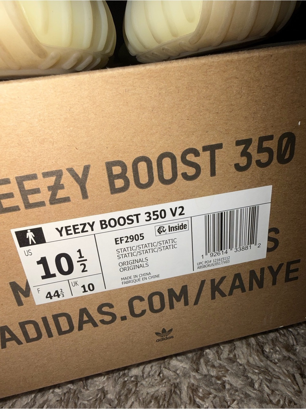 adidas Kids Yeezy Boost 350 V2 Static White/Cream